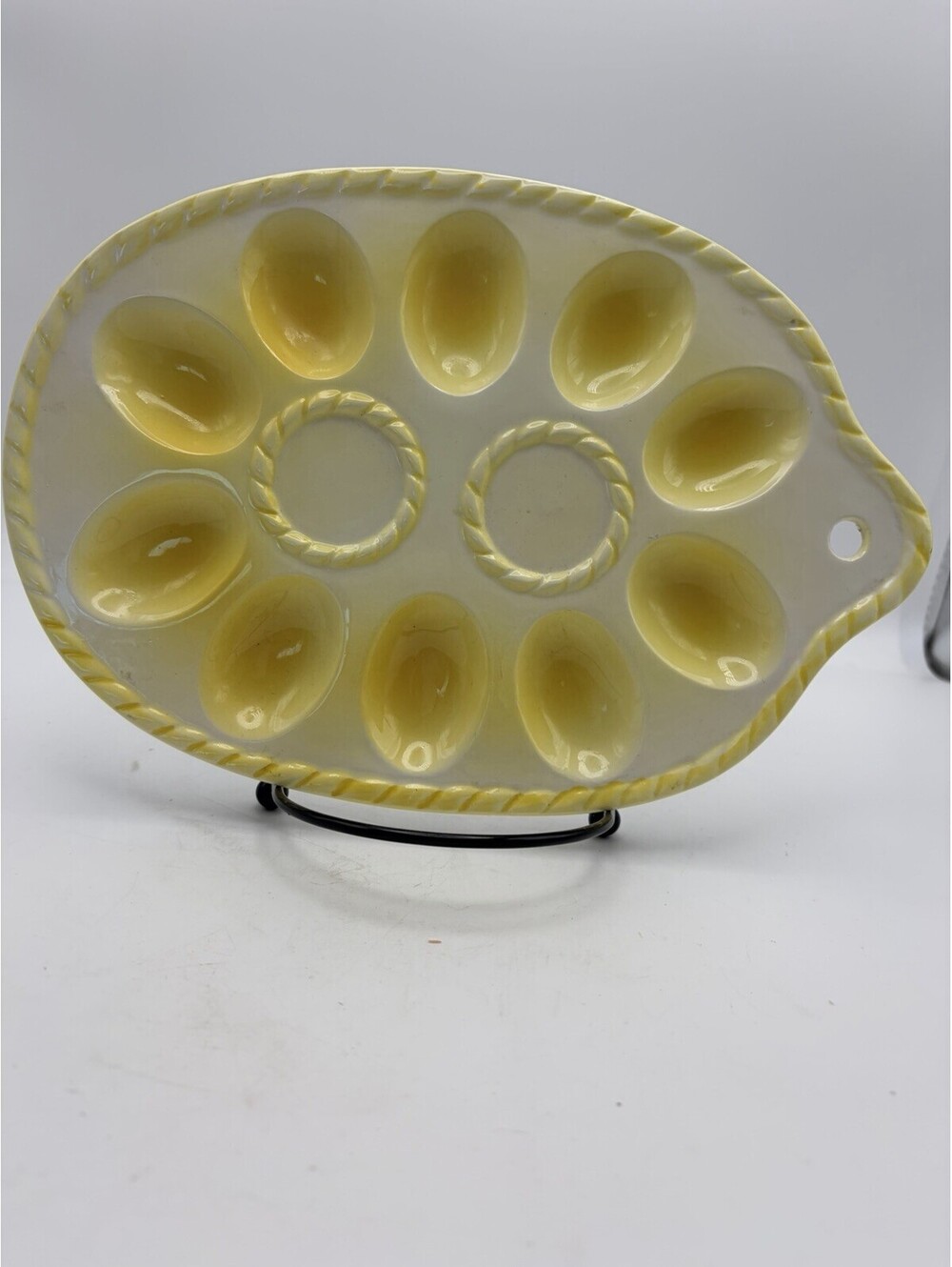 Vintage Kobler Japan White & Yellow Egg Dish Farmhouse wall Hanging